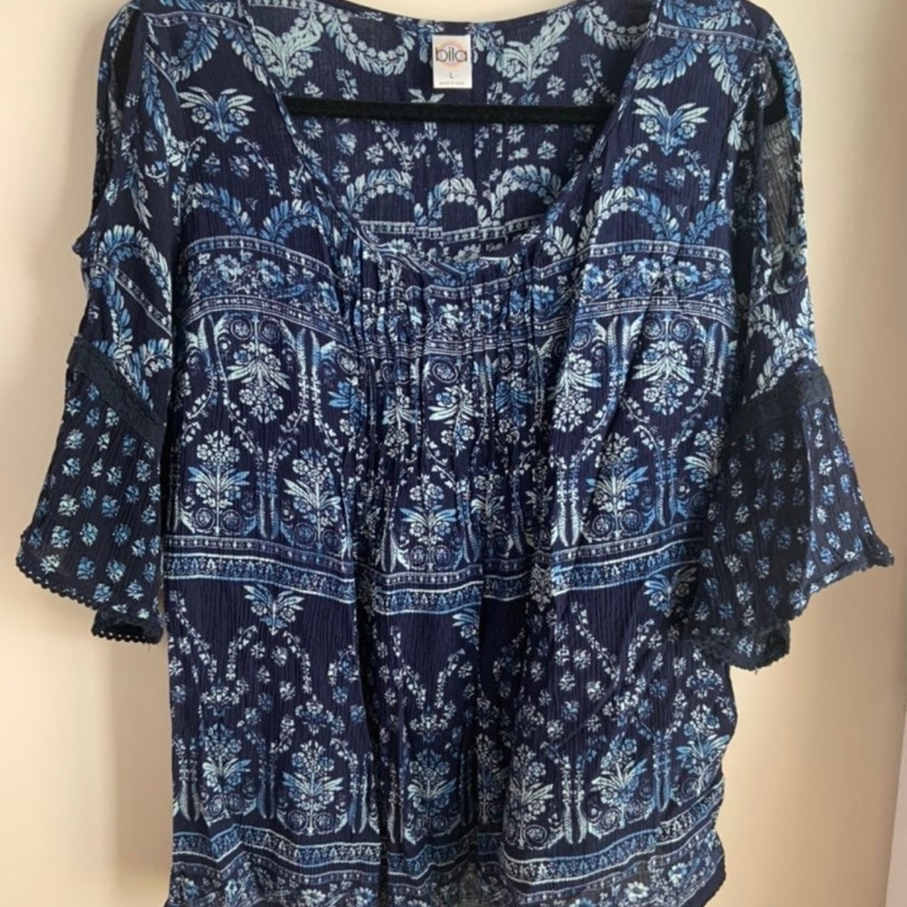 COLD SHOULDER L DRESSY CASUAL EVERYDAY BLOUSE SHIRT TOP BOHO